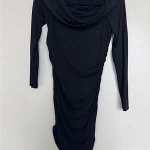 NWOT Reformation Black Long-Sleeve Ruched Draped Dress